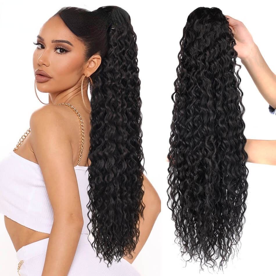 Rabo de Cavalo Aplique  100% Orgânico Cacheado Afro Beyonce Com Piranha 65cm