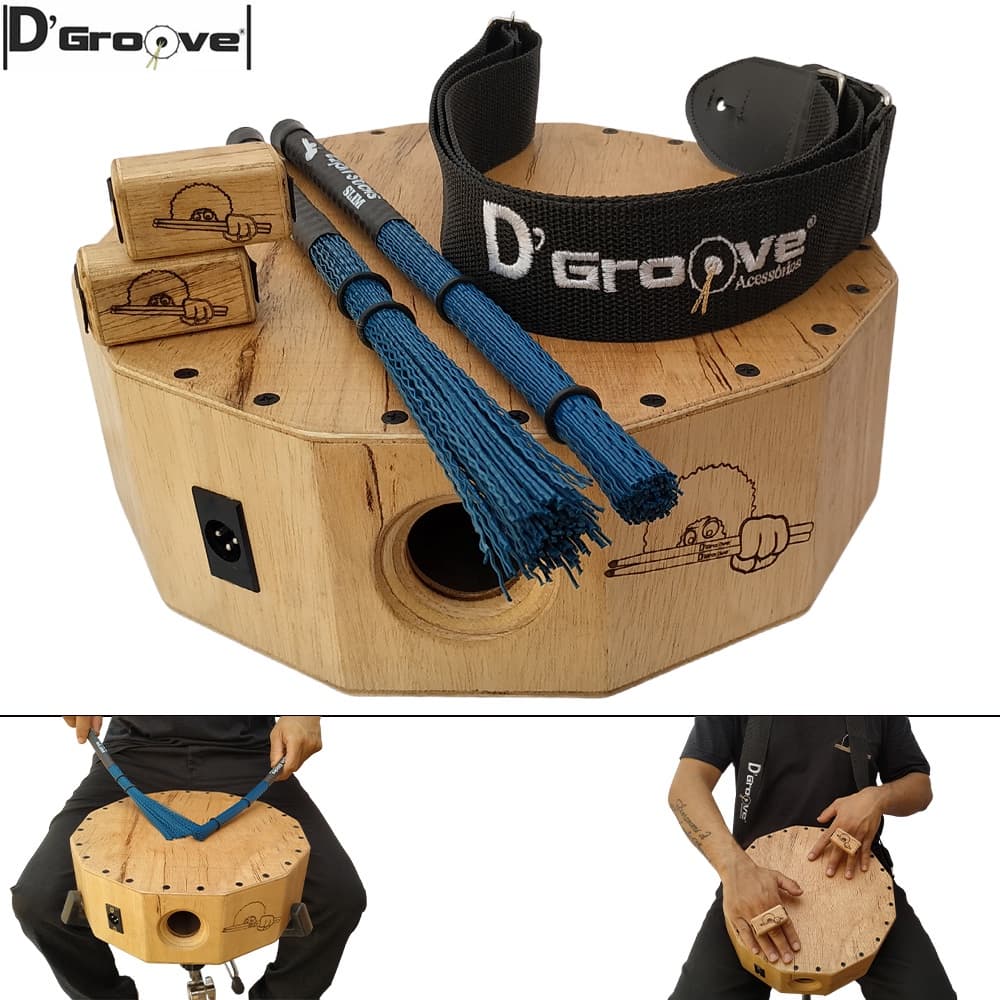 Cajon Wood Box Elétrico D'Groove 2 em 1 - Usado tipo Caixa ou Cajon + Brindes