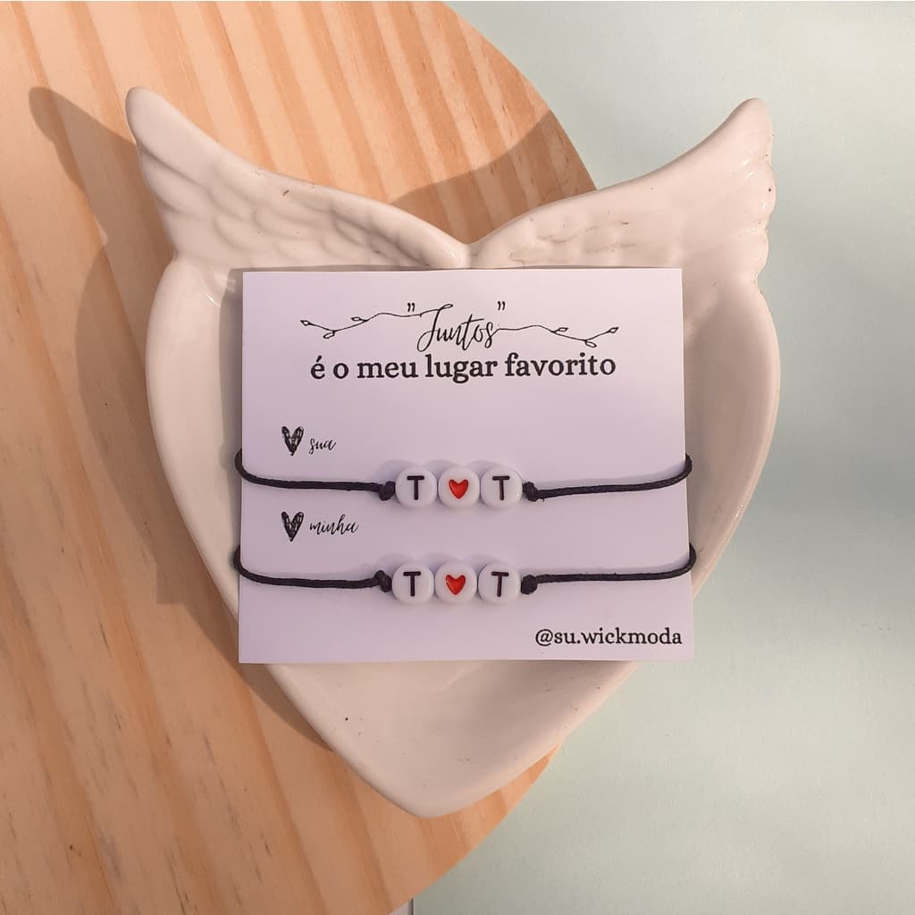 Pulseiras Casal Personalizadas Iniciais - Presente dia dos Namorados