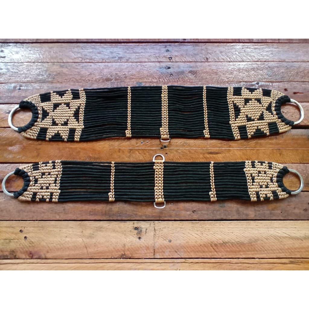 Conjunto Cilha E Barrigueira Preto E Bege De Cavalo Super Resistente
