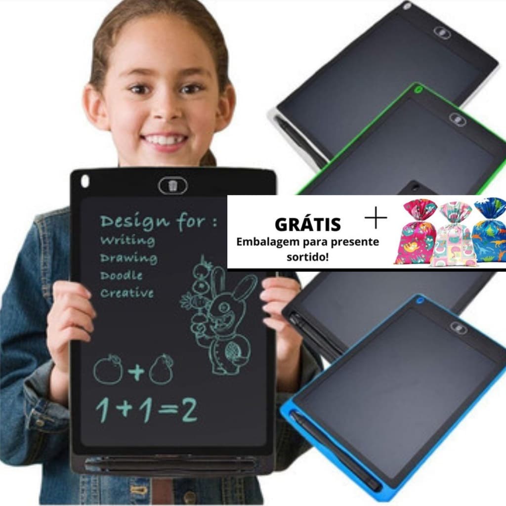 Lousa Mágica Tela Lcd Tablet Infantil Para Criança De Escrever E Desenhar - GRÁTIS BETERIA E SACO PARA PRESENTE!