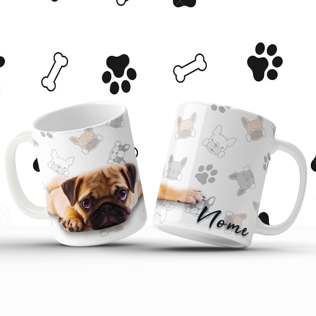 Caneca Personalizada Pug Pet Animal de estimação com nome