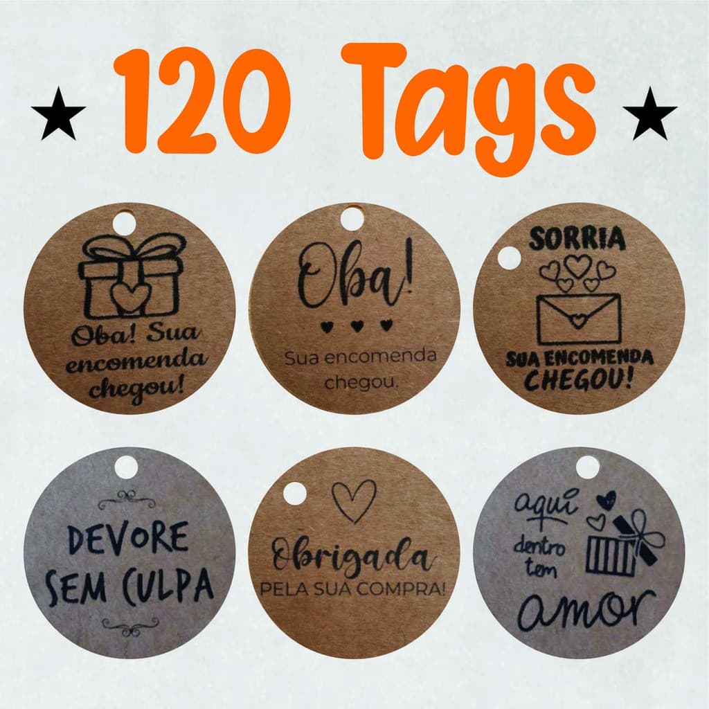 120 Tags para Embalagem Kraft 4 cm