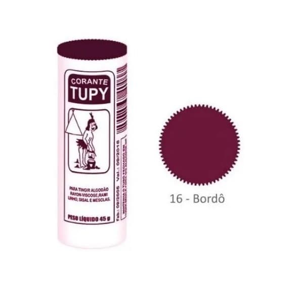 Corante Bordô Tupy Tintura Para Roupas com 06 Unidades de 45g