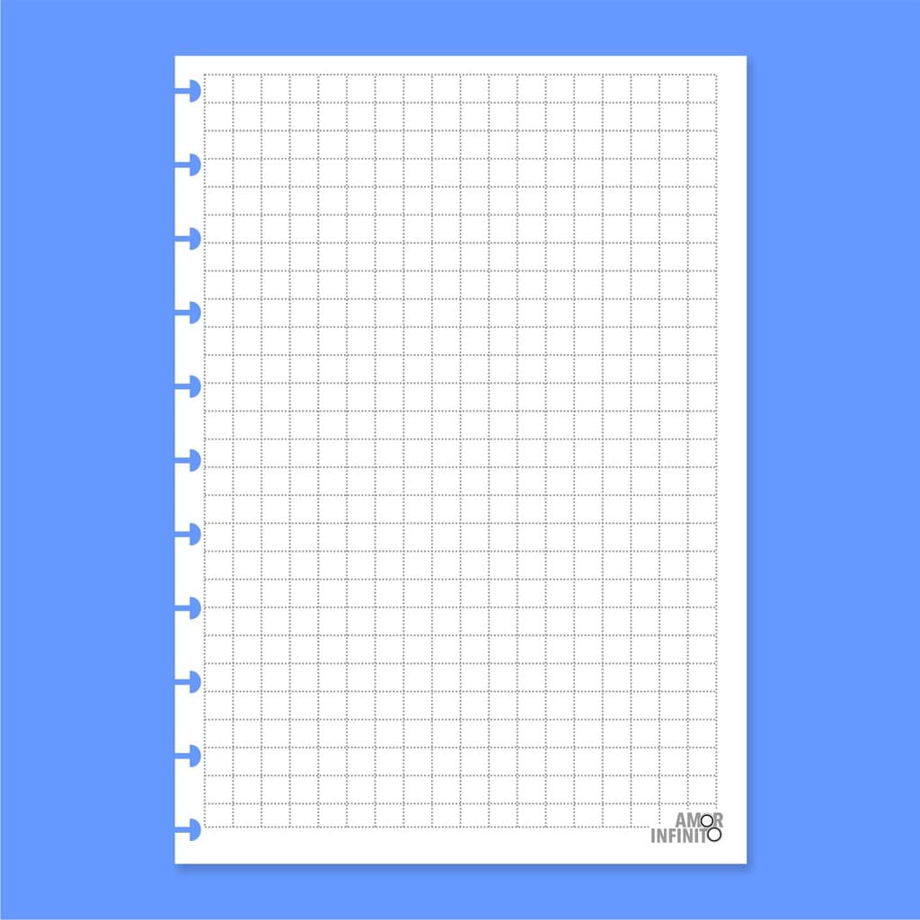 Refil de folha Para Caderno de Disco Sistema Inteligente Amor Infinito Cadernos - Quadriculado