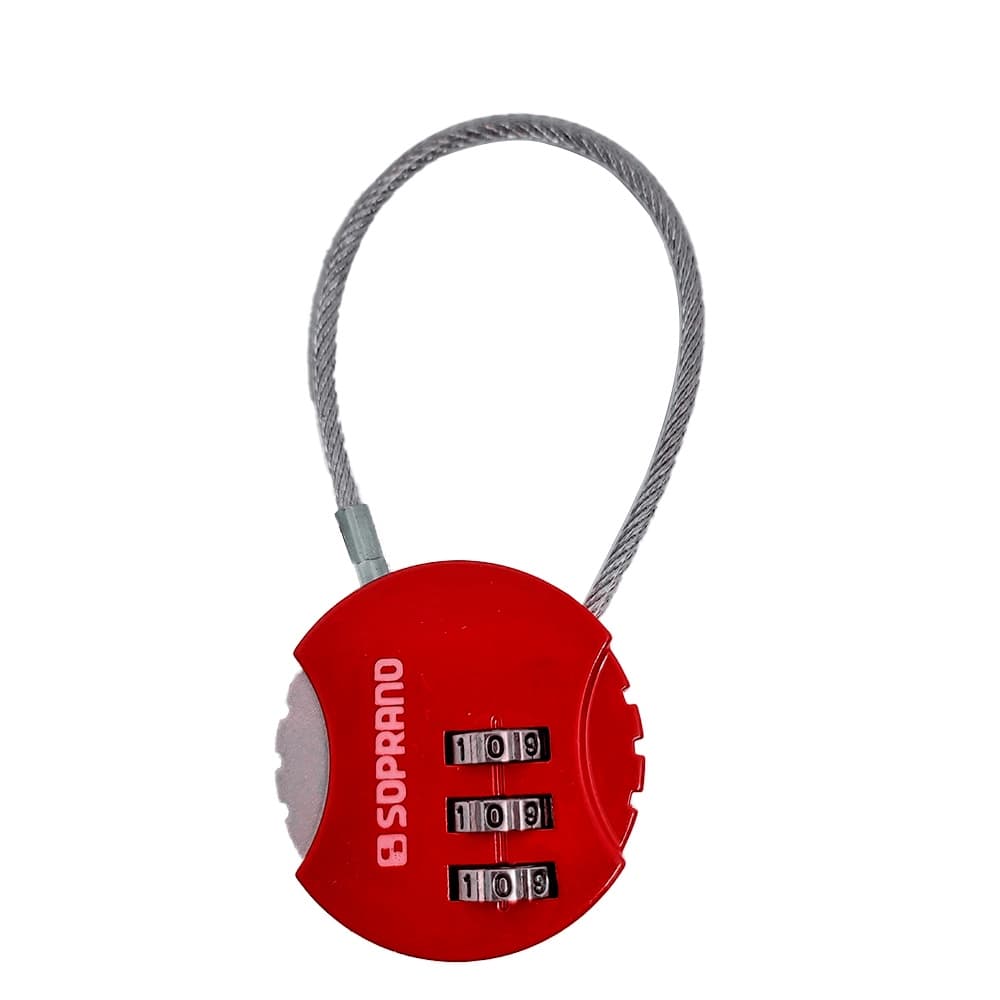 Cadeado P/Mala de viagem Segredo numérico Vermelho Soprano