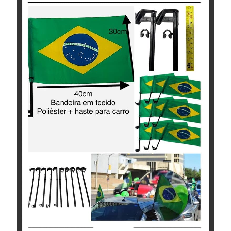 Kit 2 Bandeirinhas Bandeira C/ Hastes P/ Janelas de Carro Copa Brasil
