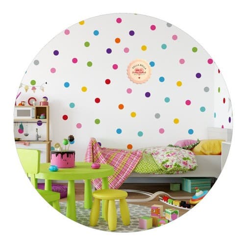 Adesivo Decorativo De Parede Bolinhas Colorida 120 Unidades 7cm Quarto Infantil Poá Decoração