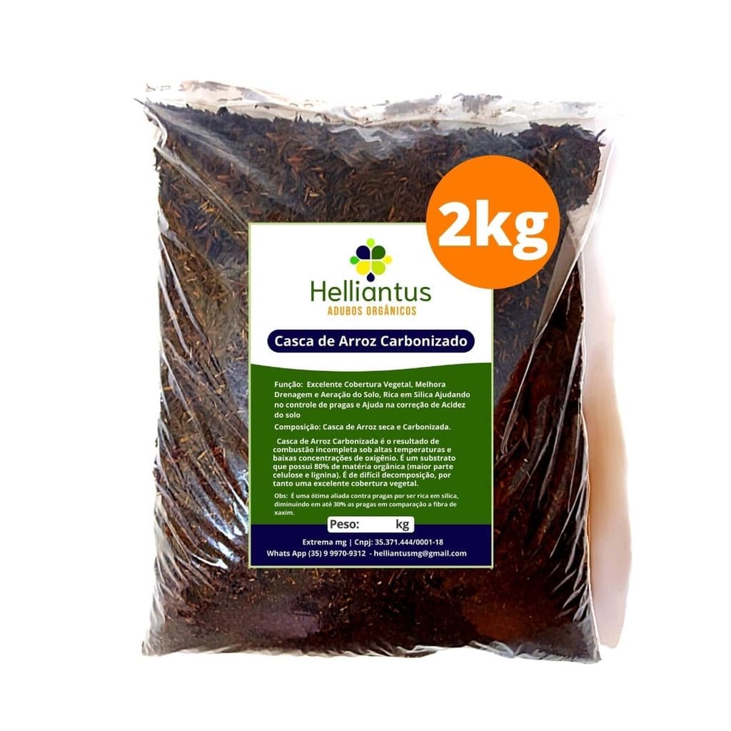 20Litros=2kg de Casca de Arroz Carbonizada Substrato para Suculentas, Cactos, plantas de vaso e Rosa do Deserto