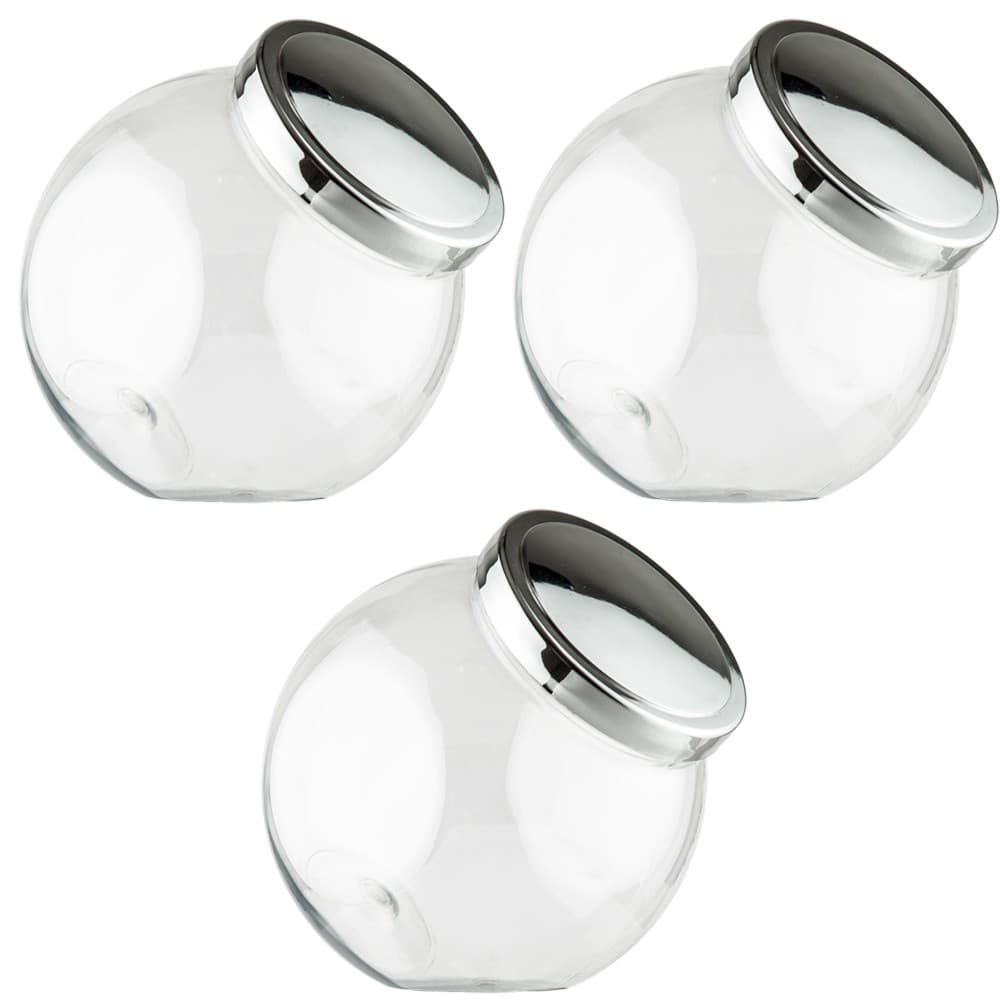 Baleiro Plástico PET de 1000ml com tampa metalizada Prata - kit com 3 unidades