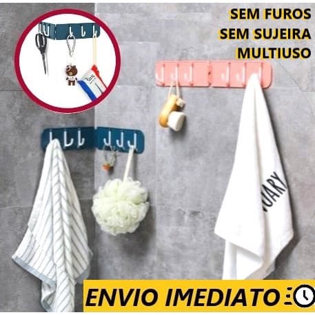 6 em 1 Gancho Retrátil Articulado Multiuso Cabideiro Chaveiro Ideal para Quina Canto Organizador