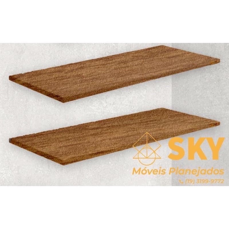 Kit 2 Prateleiras MDF 15mm - Madeirado/Freijó - 50x20cm + Suporte Invisível