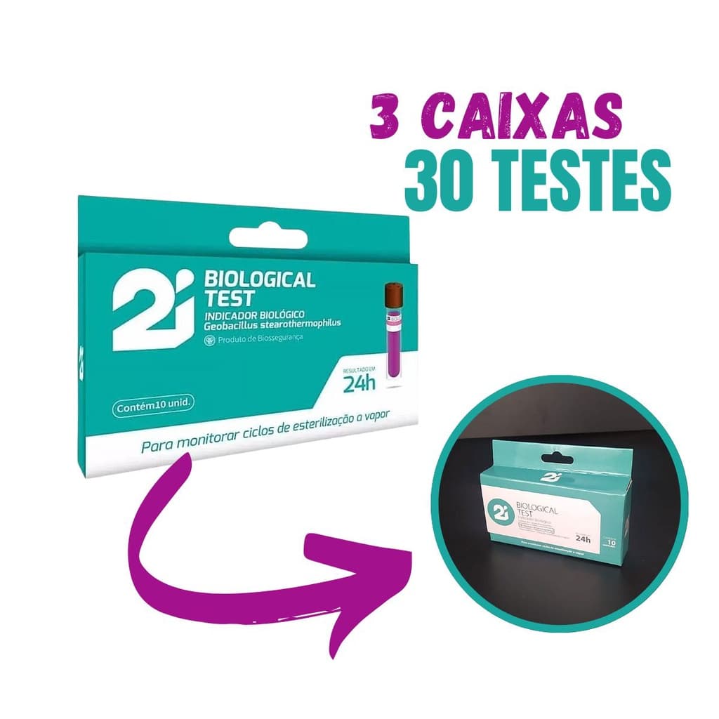 Teste Indicador Biológico 2i | 3 Caixas C/ 10 Testes Ampola Esterilização Dentista Estética Tatuagem