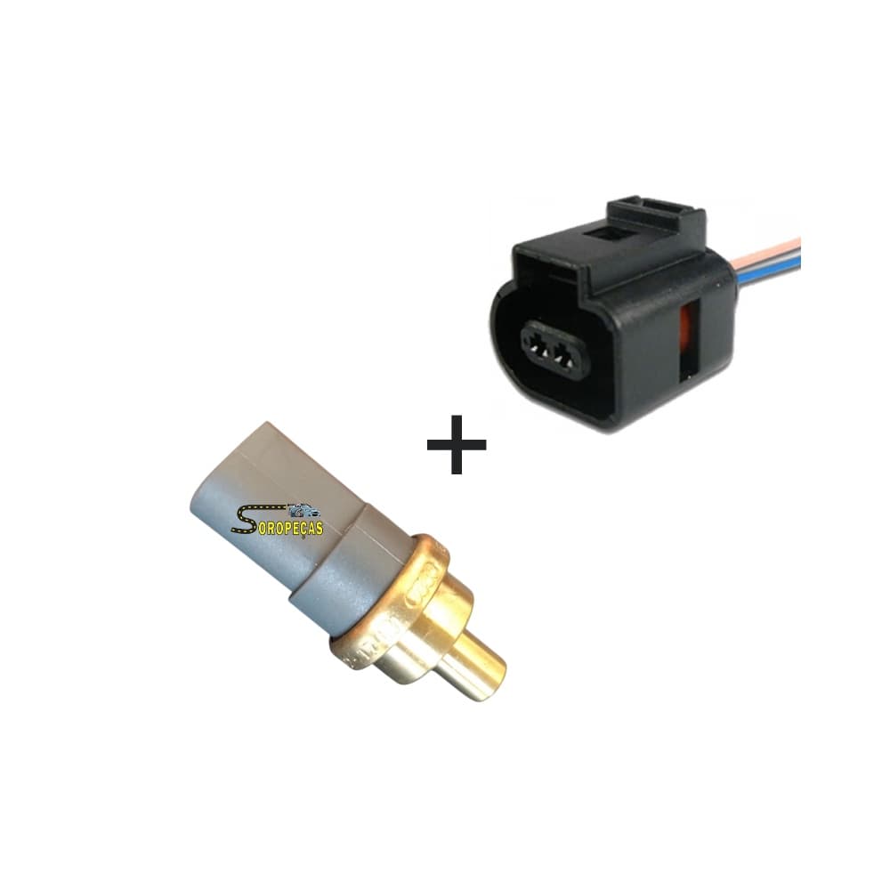 Kit Sensor de Temperatura + Conector chicote Plug Voyage Gol G5 G6 Cinza 2 Pinos