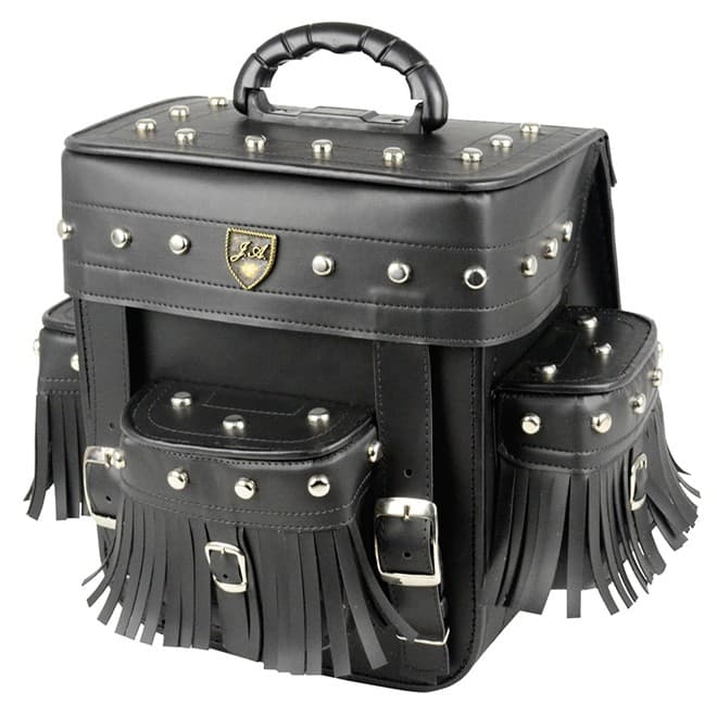 Alforge Traseiro (Bolsa) Custom Mini 22 Litros em Couro C/ Cravos e Franjas