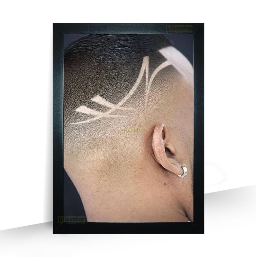 Quadro Corte com desenho Barbearia moldura 44cm