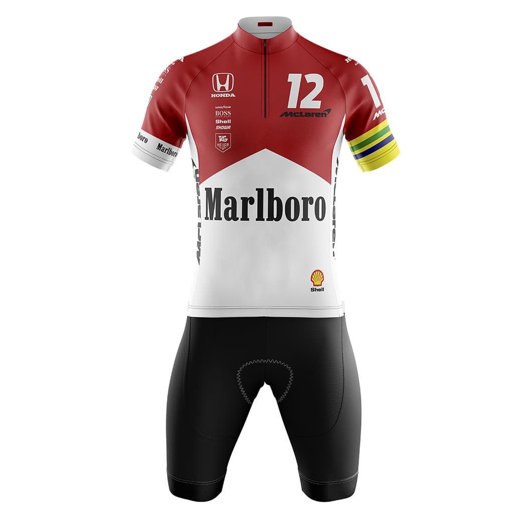 Conjunto Masculino Ciclismo Bermuda e Camisa Senna Com Bolsos Protecao UV 50