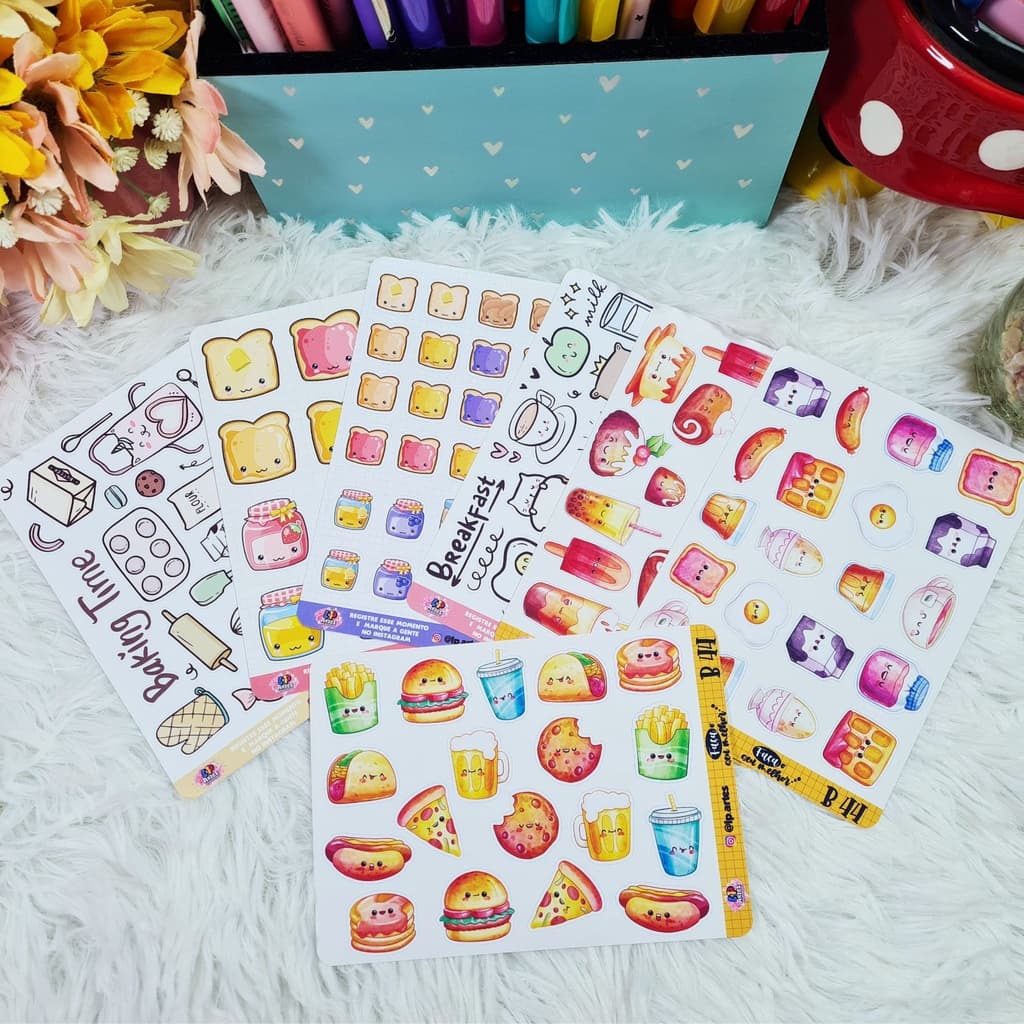 Café da Manhã Cartela Adesivos Vinil Comida