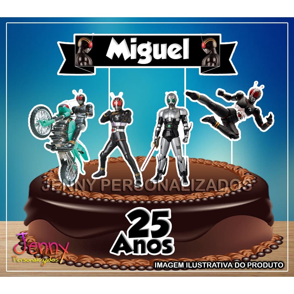 Topo Topper de Bolo Personalizado black kamen rider