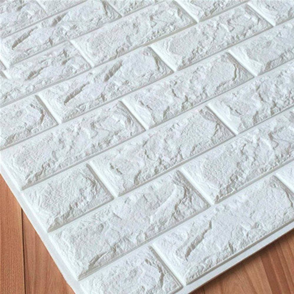 Kit 15 Painel 3D Tijolo Branco Auto Adesivo 70 x 76