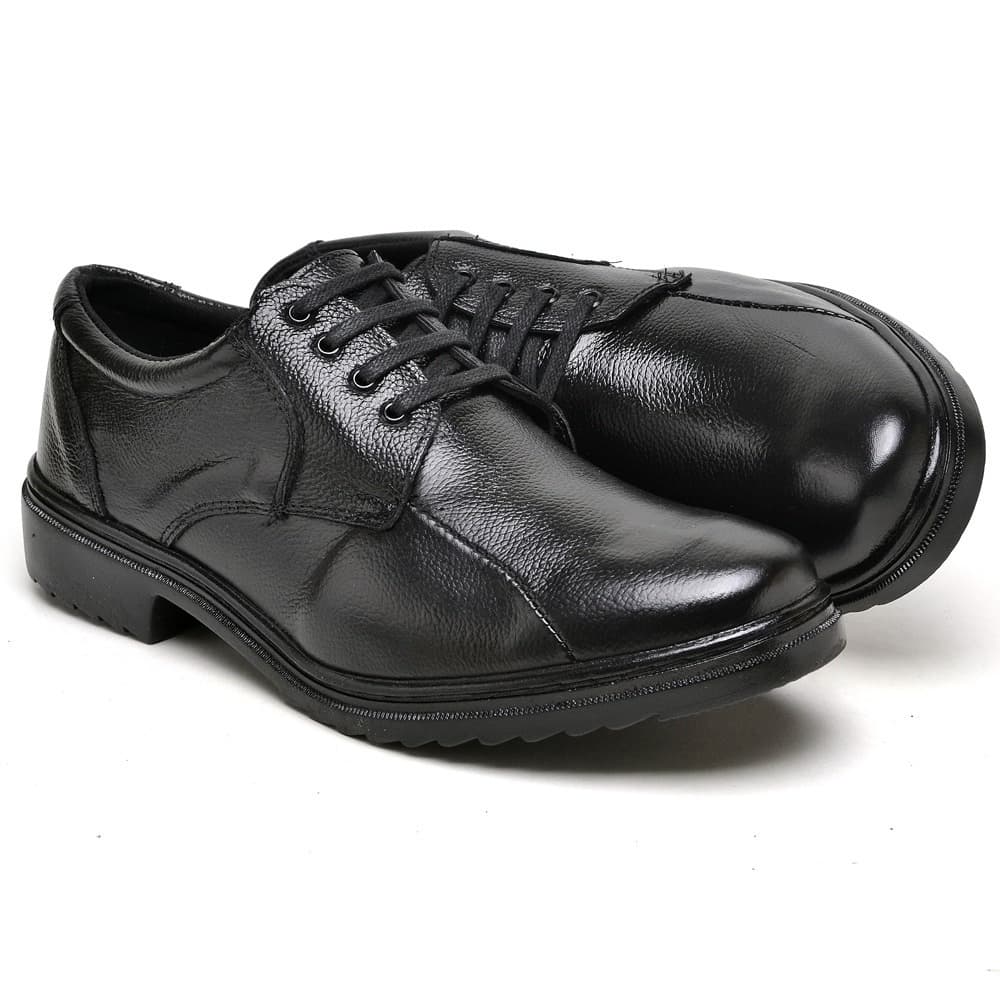 Sapato Social Militar Preto Em Couro Legitimo Confortavel Solado Costurado