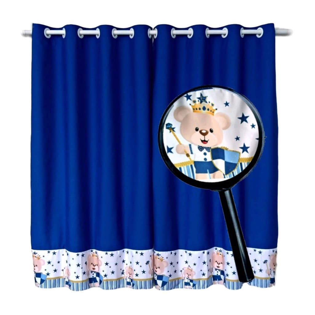 Cortina Quarto Nenem Urso Principe Bic Antialérgico 2,5 L X 1,70 A