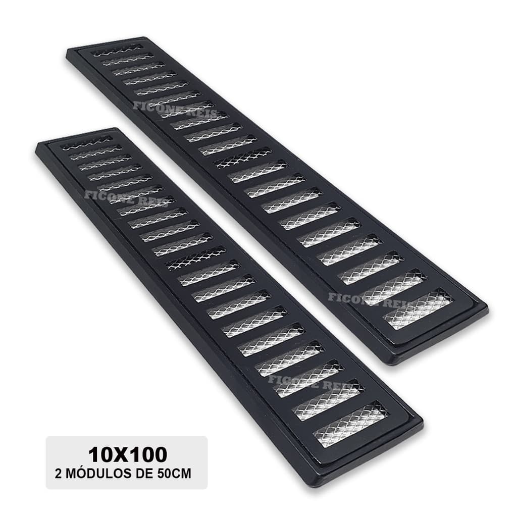 Ralo 10x100 Alumínio Tela Anti Inseto 2 Módulos 50cm preto