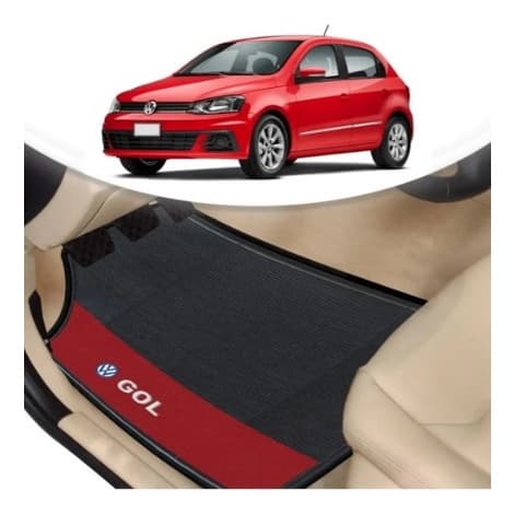 Tapete Borracha Automotivo Vw Gol G5 G6 Lado Vermelho 4 Pçs