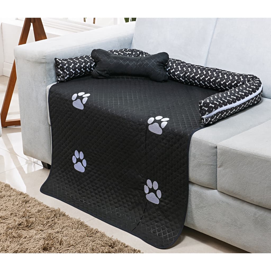 Protetor de Sofá / Cama PET com zíper Lavável Tamanho Grande Patinhas Bordadas