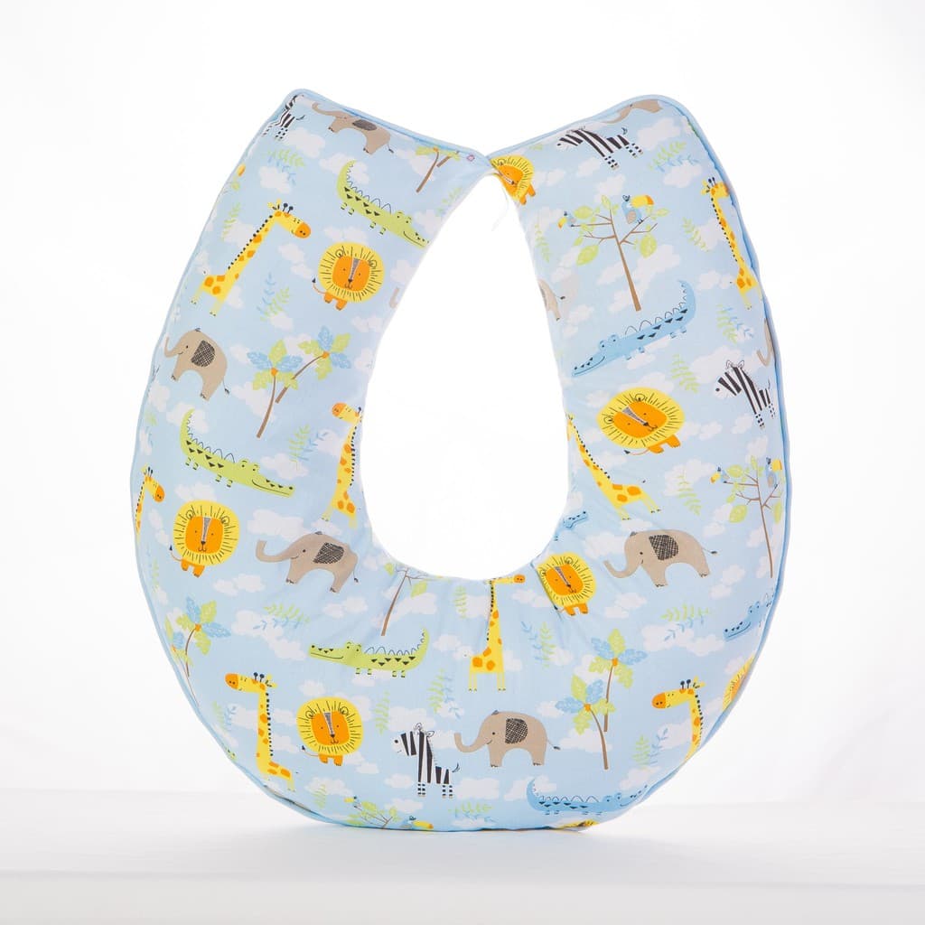 Almofada Amamentação para Bebê Estampada Safari Azul