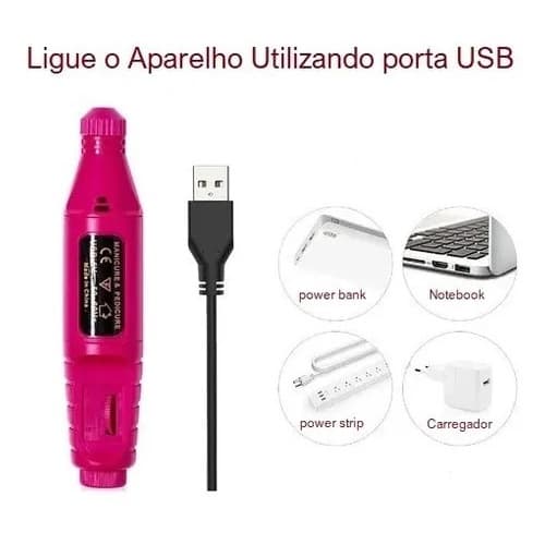 Lixadeira Portátil Manicure Elétrica Motor Lixa