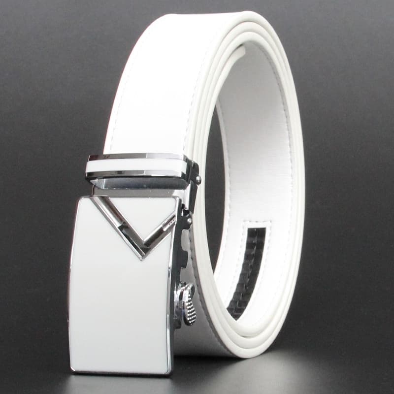 Cintos Masculinos Brancos Novos Da Moda Fivela De Liga Automática Cinto Masculino Cinto Genuíno De Couro De Vaca Para Golfe