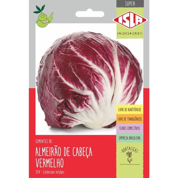 5 sementes de Almeirão de Cabeça Vermelho