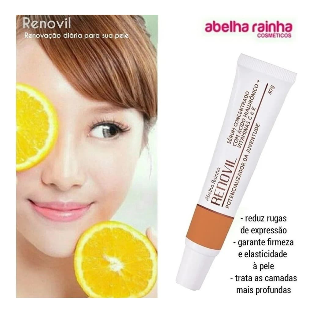 Sérum Concentrado Com Ácido Hialurônico E Vitamina C e E Potencializador Da Juventude Renovil Abelha Rainha 30g