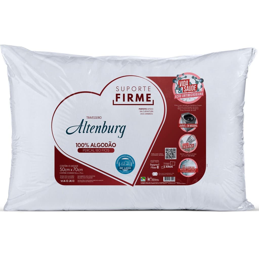 Travesseiro Altenburg Suporte Firme 180 Fios Algodão - 50 X 70