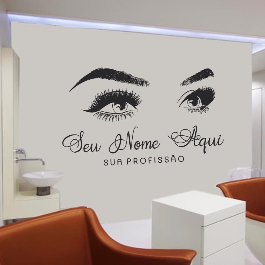 Adesivo de Parede Decorativo Nome Personalizado – Logo Designer de Sobrancelha, Cílios, Lash e Brows