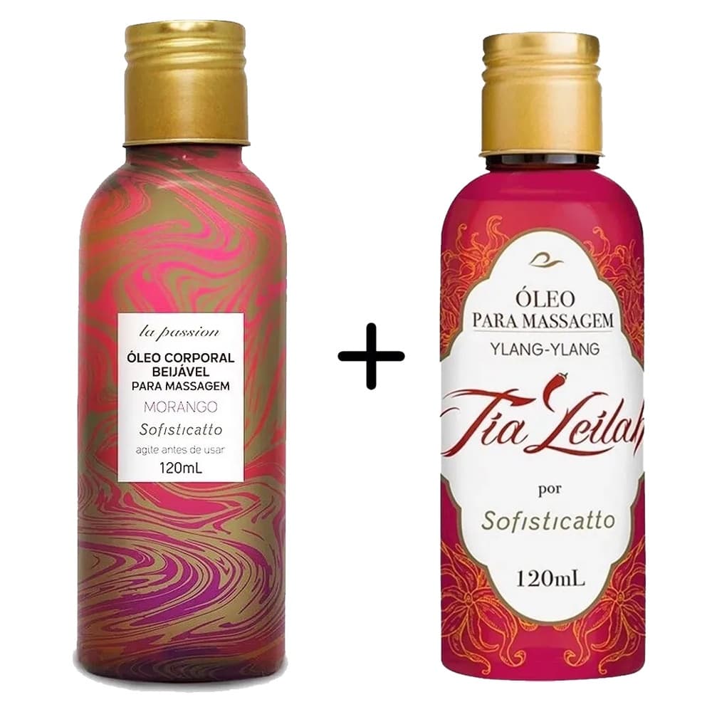 Kit Óleo massagem corporal Relaxante Morango e Ylang Ylang