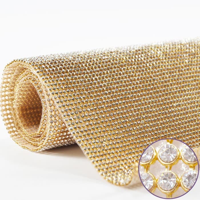 Manta de Strass fileiras Original Para Artesanato Chinelo Dourada Prata Fio Strass Manta chinelo