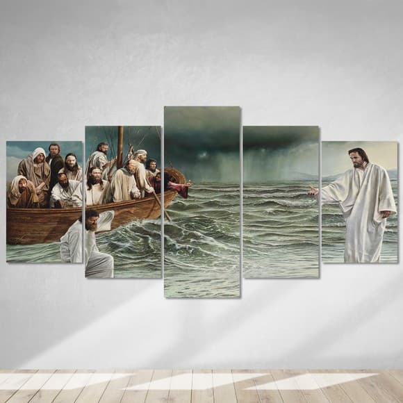 Quadro Decorativo Jesus Sobre as Aguas Religioso Sala Quarto