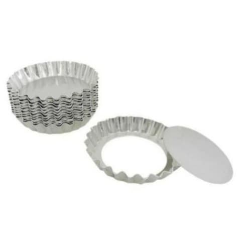 Forma Torta Crespa Fundo Falso 5cm Kit 12 Peças Em Alumínio (Mini)