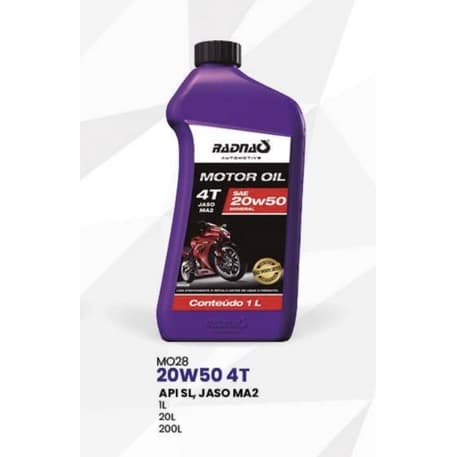 Óleo 20w50 Moto 4T Radnaq 1l - Óleo lubrificante para motores de motocicletas - Óleo 4 Tempos Radnaq 1 litro