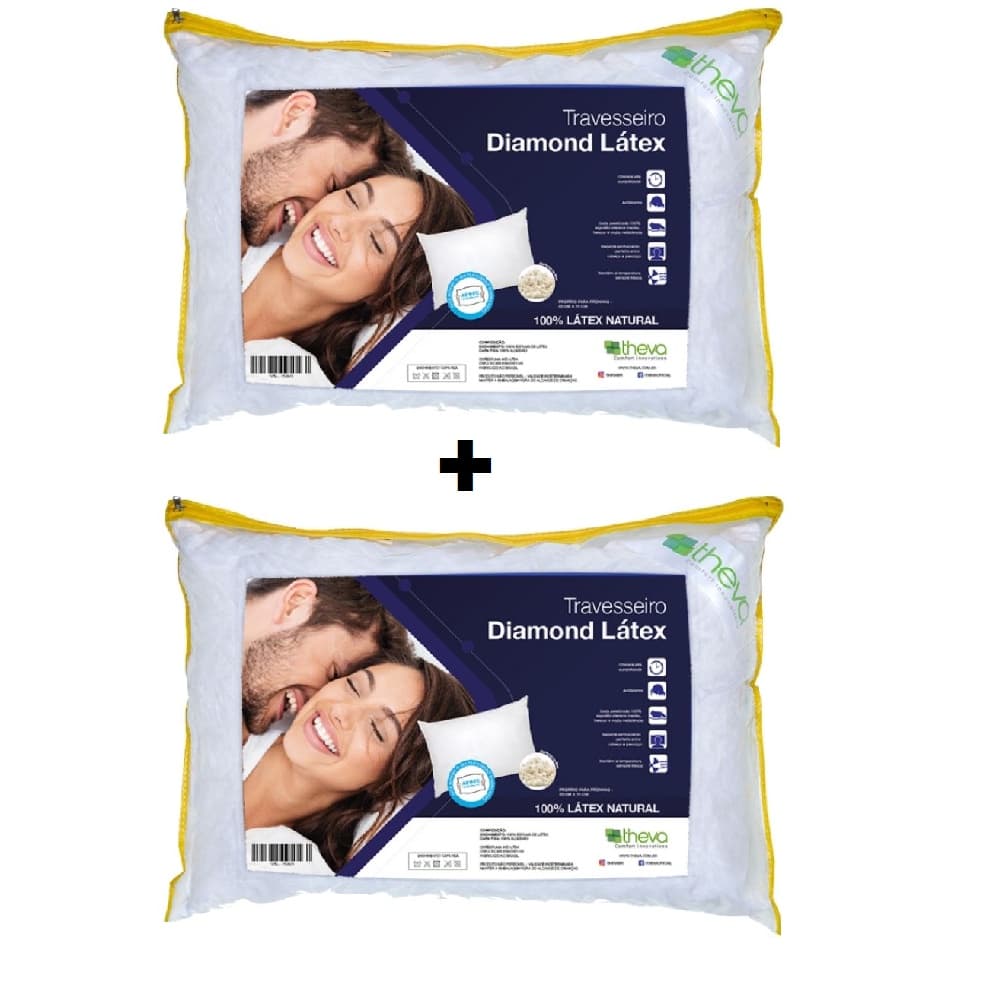 KIT C/ 2 Travesseiros 100% Látex Natural Diamond Copespuma Theva Flocos