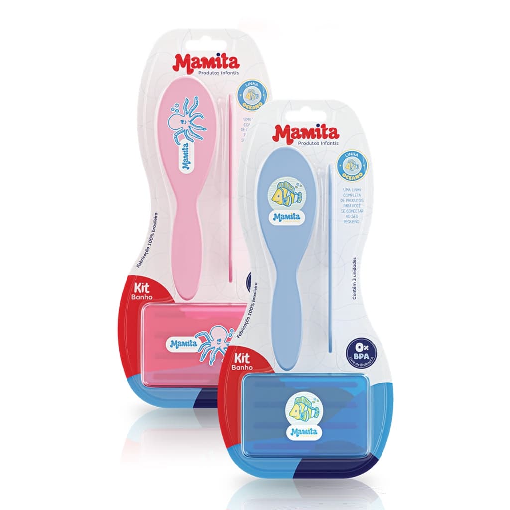 Kit Banho Infantil- Escova, Pente, Saboneteira