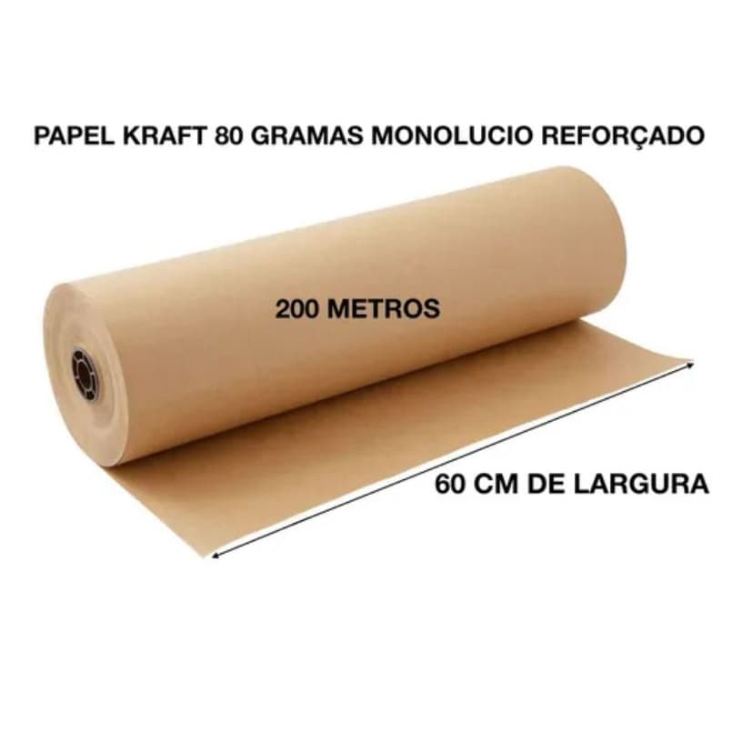 Bobina De Papel Kraft Pardo Monolúcido 80gr 60cm 200 Metros