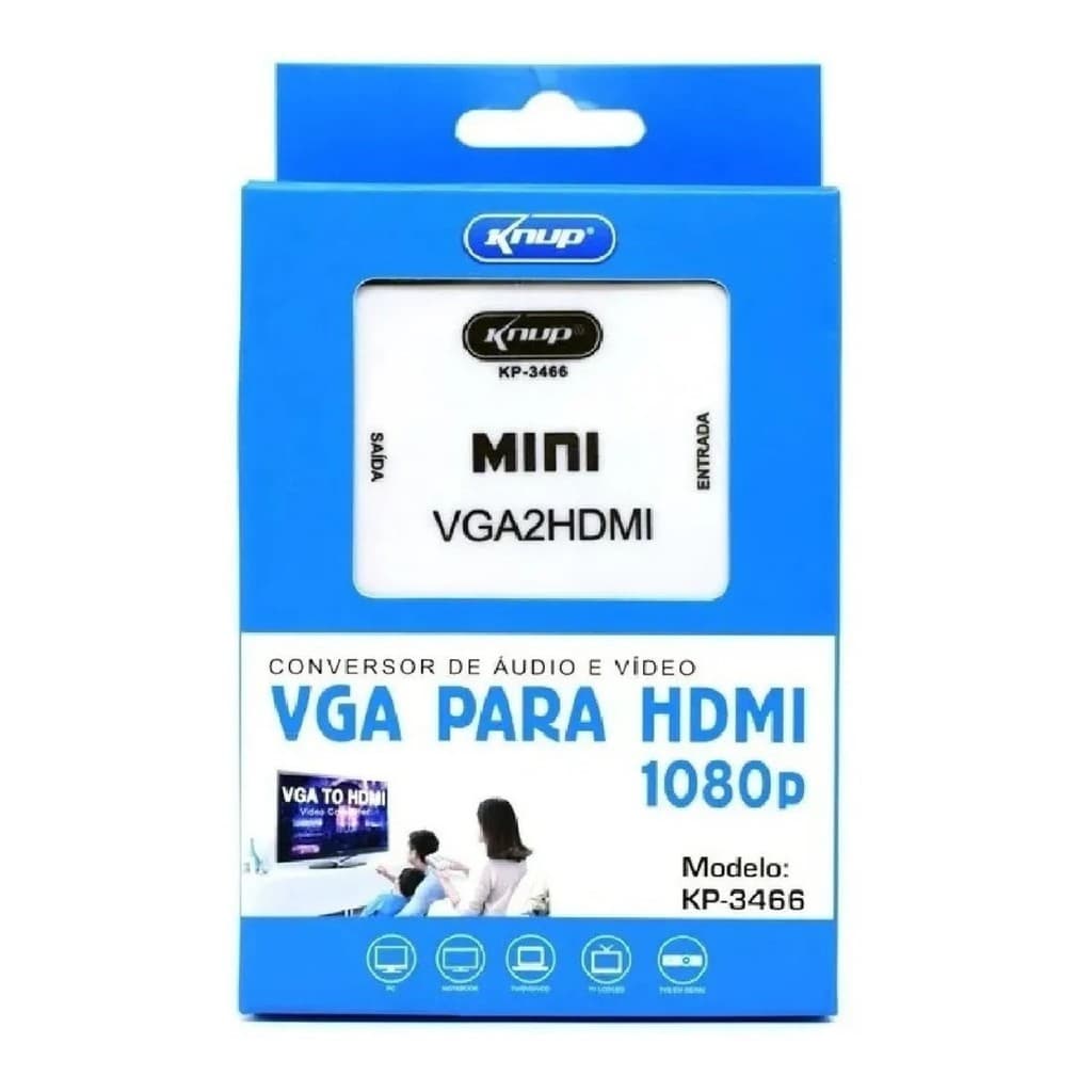 Conversor De Áudio E Vídeo Vga Para Hdmi 1080P Kp-3466 Knup