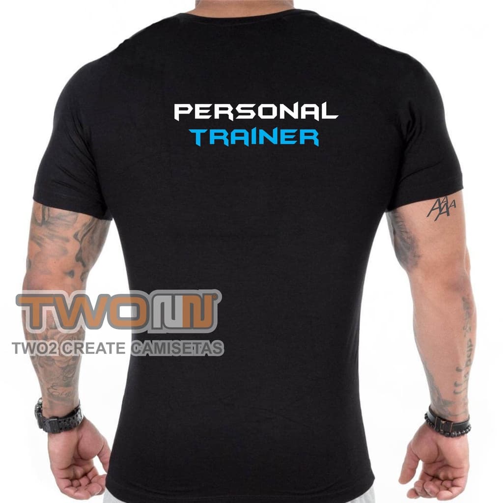 camiseta personal trainer academia dry fit blue professor