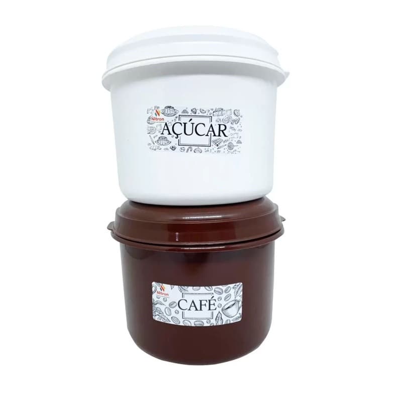 Conjunto 2 Potes Açúcar E Café 1,7l Nitron