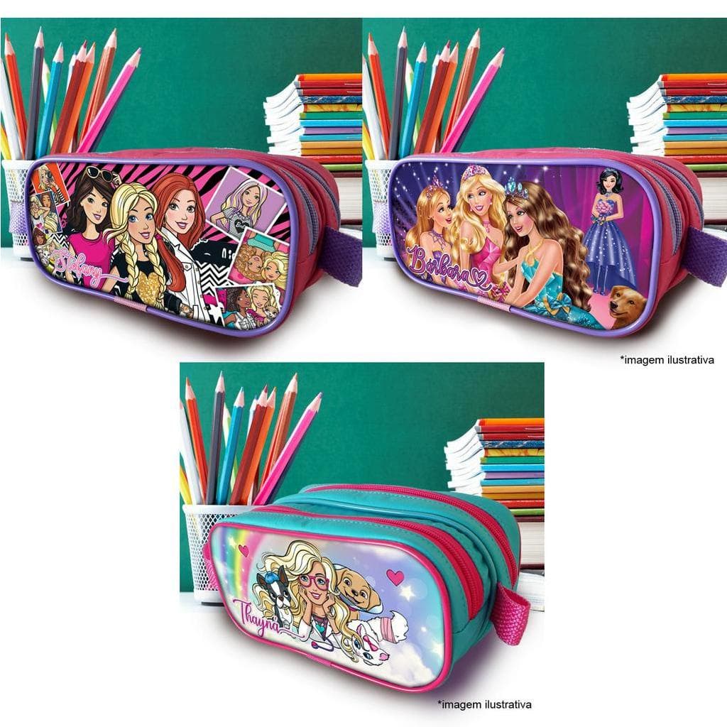 Estojo duplo Personalizado com nome tema Barbie em Corano Cipatex