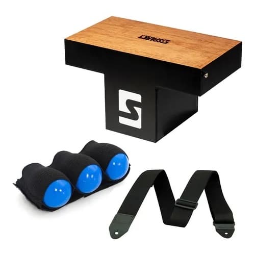 Cajon de Colo Elétrico Eletroacústico + Correia + Canela shaker 3em1 Spark Percussão