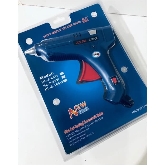 Pistola Aplicador de Cola Quente Grande Azul Liga Desliga 60W (1 Unidade) para Artesanato